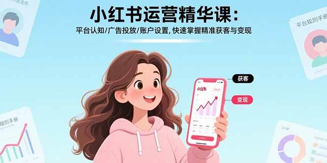 （15795期）小红书运营精华课：平台认知/广告投放/账户设置,快速掌握精准获客与变现-DE云网创