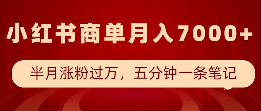 小红书商单最新玩法，半个月涨粉过万，五分钟一条笔记，月入7000+-DE云网创