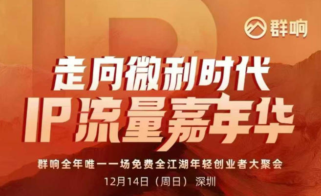 2025ip嘉年华万人12月14深圳线下课，走向微利时代，IP流量嘉年华，实操性极强的商业干货课-DE云网创