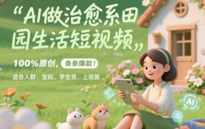 AI做治愈系田园生活短视频，100%原创，条条爆款，无脑矩阵， 适合小白-DE云网创