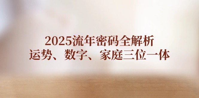 （14466期）2025流年密码全解析，运势、数字、家庭三位一体-DE云网创