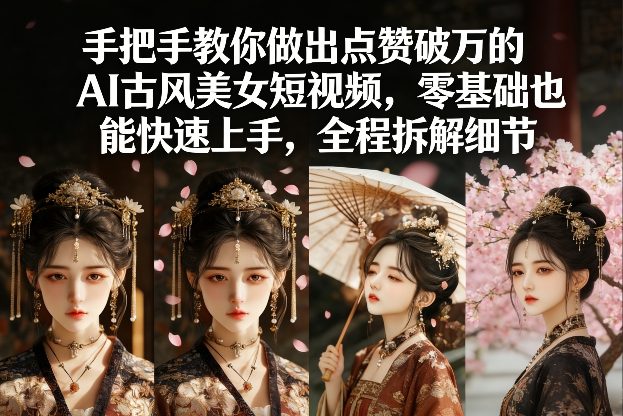 手把手教你做出点赞破万的AI古风美女短视频，零基础也能快速上手，全程拆解细节-DE云网创