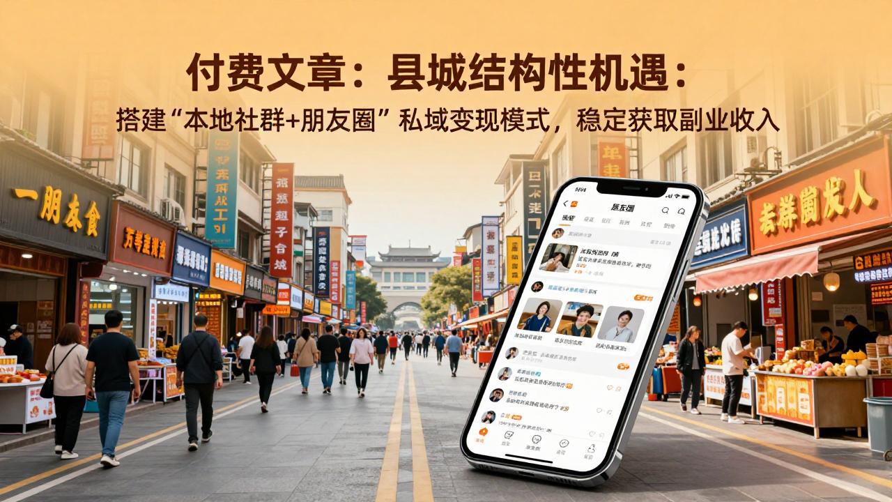 付费文章：县城结构性机遇：搭建“本地社群+朋友圈”私域变现模式，稳定获取副业收入-DE云网创