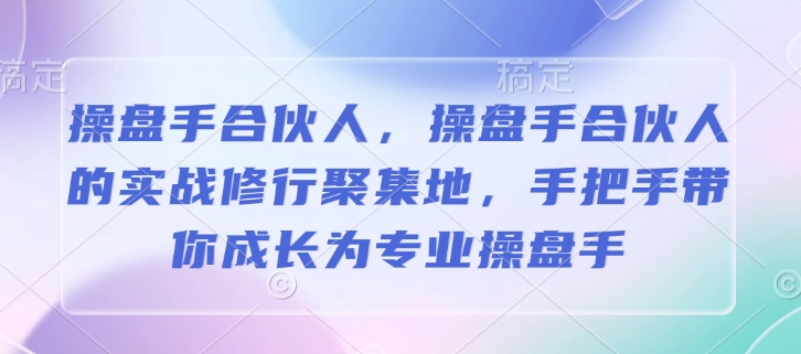 操盘手合伙人，操盘手合伙人的实战修行聚集地，手把手带你成长为专业操盘手-DE云网创