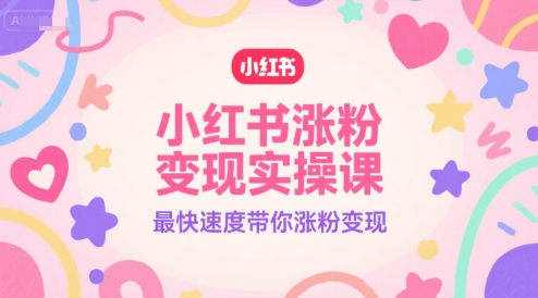 小红书涨粉变现实操课，最快速度带你涨粉变现-DE云网创