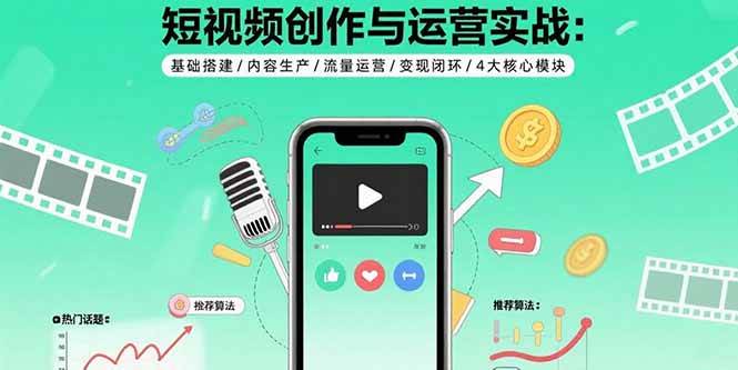 （15819期）短视频创作与运营实战：基础搭建/内容生产/流量运营/变现闭环/4大核心模块-DE云网创