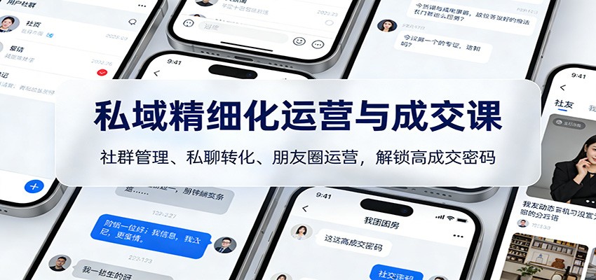 私域精细化运营与成交课：社群管理、私聊转化、朋友圈运营，解锁高成交密码-DE云网创