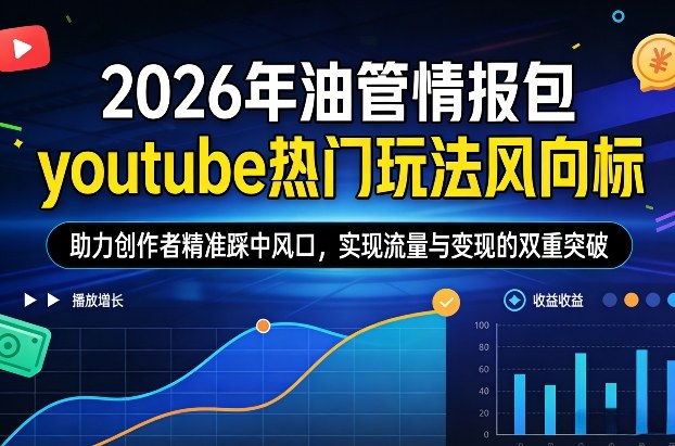 2026年油管情报包,youtube热门玩法风向标,助力创作者精准踩中风口,实现流量与变现的双重突破(更新)插图 2026年油管情报包,youtube热门玩法风向标,助力创作者精准踩中风口,实现流量与变现的双重突破(更新)