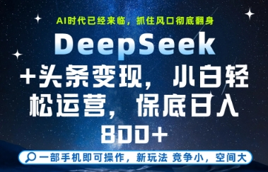 DeepSeek+头条变现，保姆级教学，小白轻松上手，日入8张+【揭秘】-DE云网创