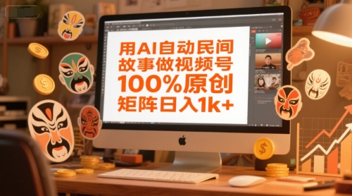 用AI自动民间故事做视频号，100%原创，矩阵日入1k+-DE云网创