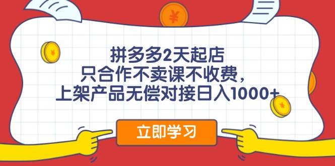 拼多多0成本开店，只合作不卖课不收费，0成本尝试，日赚千元+-DE云网创