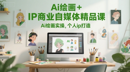 Ai绘画+IP商业自媒体精品课，Ai绘画实操，个人ip打造-DE云网创