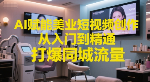AI赋能美业短视频创作，从入门到精通，打爆同城流量，超级AI工具短视频实操落地-DE云网创