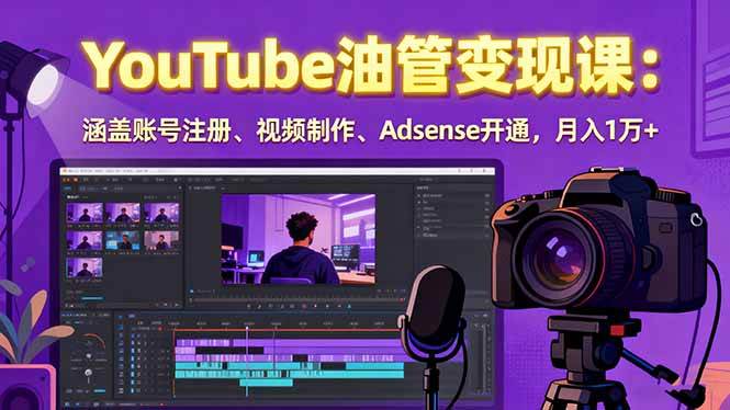 （15987期）2025YouTube油管变现课：涵盖账号注册、视频制作、Adsense开通，月入1万+-DE云网创
