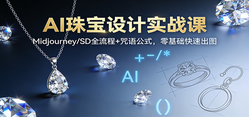 AI珠宝设计实战课：Midjourney/SD全流程+咒语公式，零基础快速出图-DE云网创