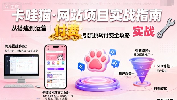 卡哇猫·网站项目，网站搭建与运营以及引流跳转付费-DE云网创