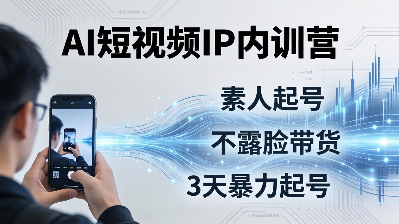 2026AI短视频IP内训营：从素人起号到不露脸带货，3天暴力起号全流程拆解-DE云网创
