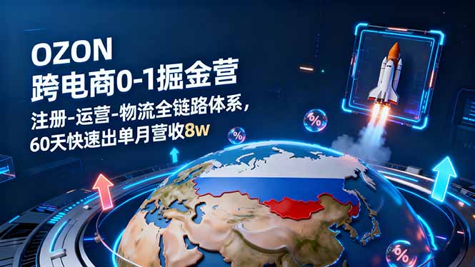 OZON跨境电商0-1掘金营：注册-运营-物流全链路体系，60天快速出单月营收8w-DE云网创
