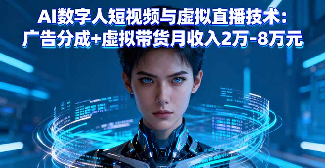 AI数字人短视频与虚拟直播技术：广告分成+虚拟带货月收入2万-8万元-DE云网创