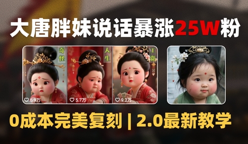 AI大唐胖贵妃说话2.0，40条视频暴涨40w粉，附独家变现攻略-DE云网创