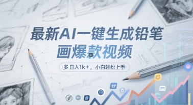最新AI一键生成铅笔画爆款视频，多平台分发，日 入1k+，小白轻松上手【揭秘】-DE云网创