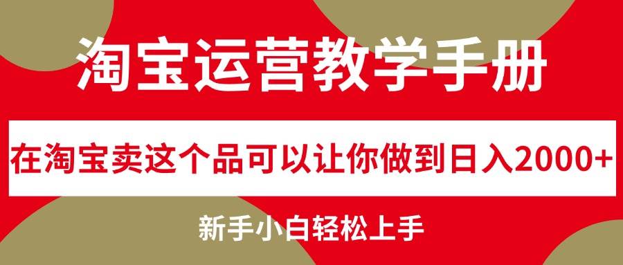 淘宝运营教学手册，在淘宝卖这个品可以让你做到日入2000+，新手小白轻...-DE云网创