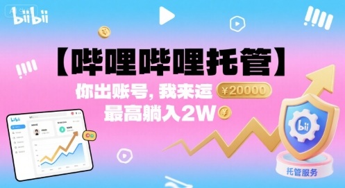 【哔哩哔哩托管】你出账号，我来运营，最高躺入2W【揭秘】-DE云网创