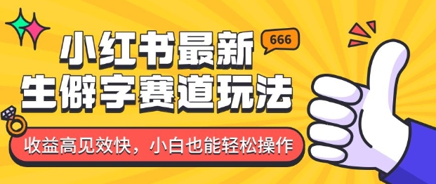 小红书最新生僻字赛道玩法，收益高见效快，小白也能轻松操作-DE云网创