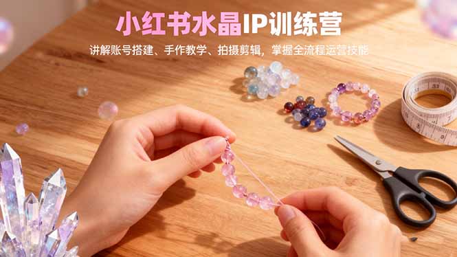 小红书水晶IP训练营，讲解账号搭建、手作教学、拍摄剪辑，全流程运营技能-DE云网创