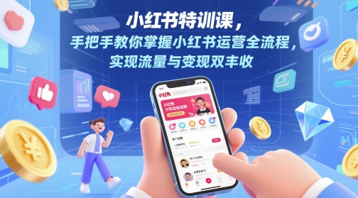 小红书特训课，手把手教你掌握小红书运营全流程，实现流量与变现双丰收-DE云网创