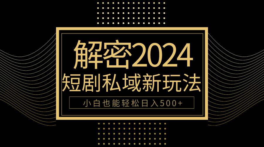 10分钟教会你2024玩转短剧私域变现，小白也能轻松日入500+-DE云网创