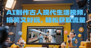 AI制作古人现代生活视频，搞笑又好玩，轻松获取流量-DE云网创