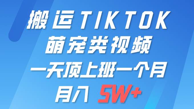一键搬运TIKTOK萌宠类视频 一部手机即可操作 所有平台均可发布 轻松月入5W+-DE云网创