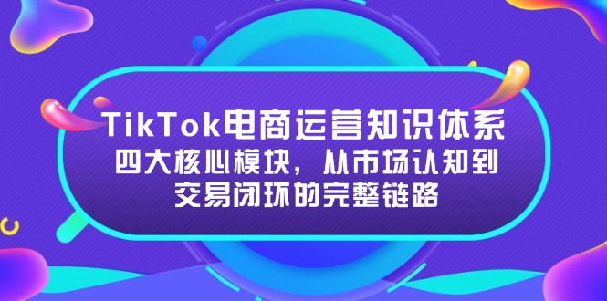 （15065期）TikTok电商运营知识体系：四大核心模块，从市场认知到交易闭环的完整链路-DE云网创