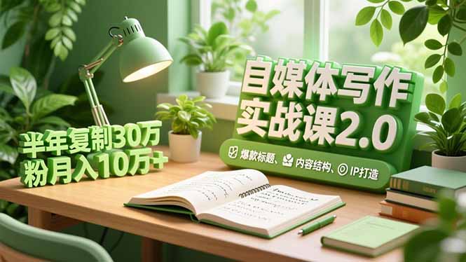 自媒体写作实战课2.0，爆款标题、内容结构、IP打造，半年复制30万粉月入10万+-DE云网创