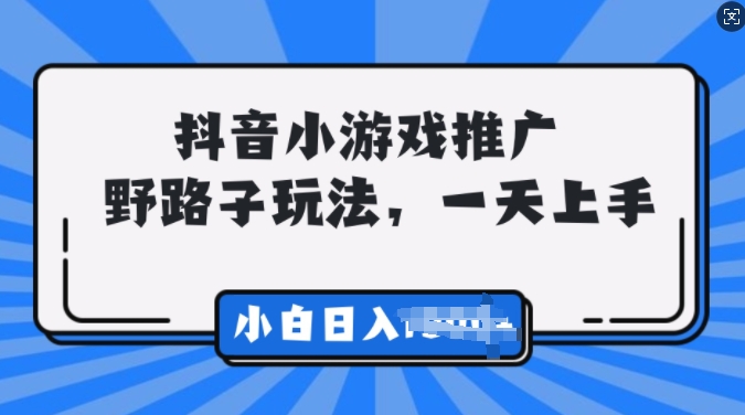 抖音小游戏推广，0门槛，小白轻松三位数-DE云网创
