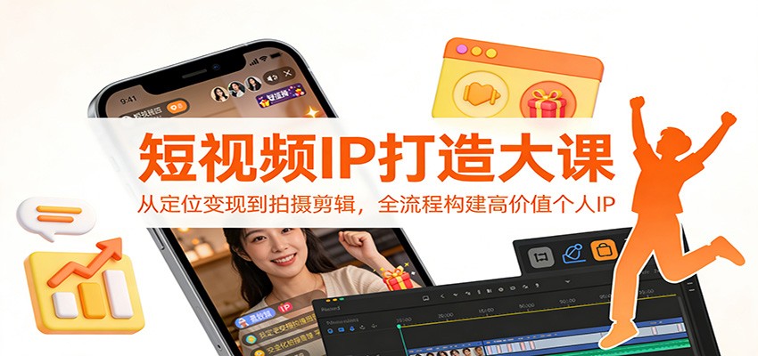 短视频IP打造大课:从定位变现到拍摄剪辑,全流程构建高价值个人IP-DE云网创