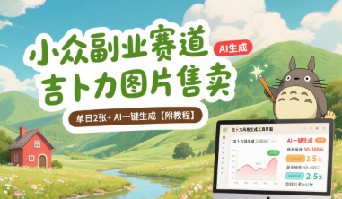 小众副业赛道 吉卜力图片售卖 单日2张+ AI一键生成【附教程】-DE云网创