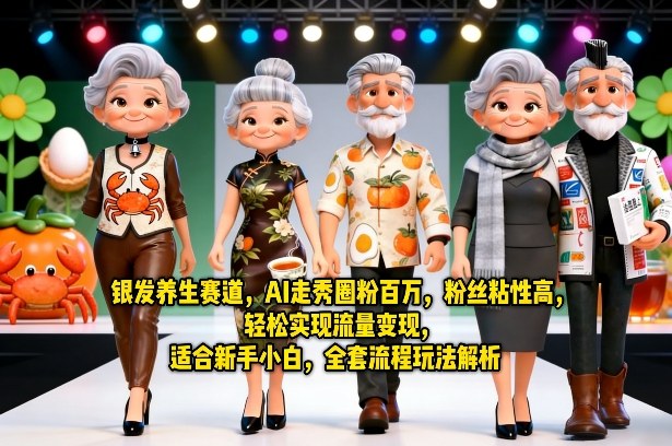 银发养生赛道，AI走秀圈粉百万，粉丝粘性高，轻松实现流量变现，适合新手小白，全套流程玩法解析-DE云网创