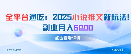 全平台通吃：2025小说推文新玩法，副业月入6k-DE云网创