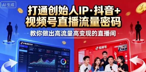 25年直播9-10两期线下课，打通创始人IP，抖音+视频号直播流量密码，教你做出高流量高变现的直播间-DE云网创