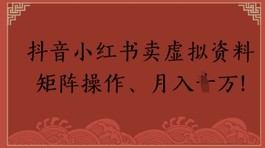 抖音小红书卖虚拟教辅、公务员资料，矩阵操作，月入1W+-DE云网创