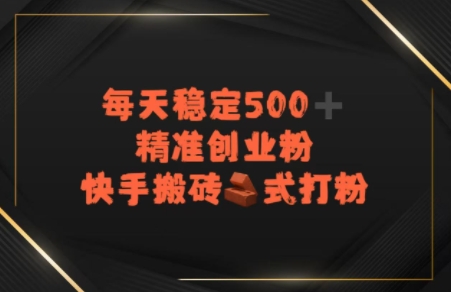 快手搬砖式打粉，每天稳定500+精准创业粉-DE云网创