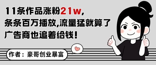11条作品涨粉21W，条条百W播放，流量猛就算了，广告商也追着给钱-DE云网创