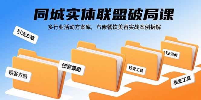 （15833期）同城实体联盟破局课，多行业活动方案库，汽修餐饮美容实战案例拆解-DE云网创
