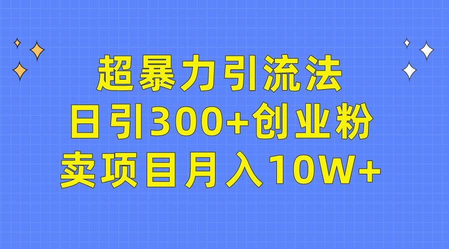 超暴力引流法，日引300+创业粉，卖项目月入10W+-DE云网创
