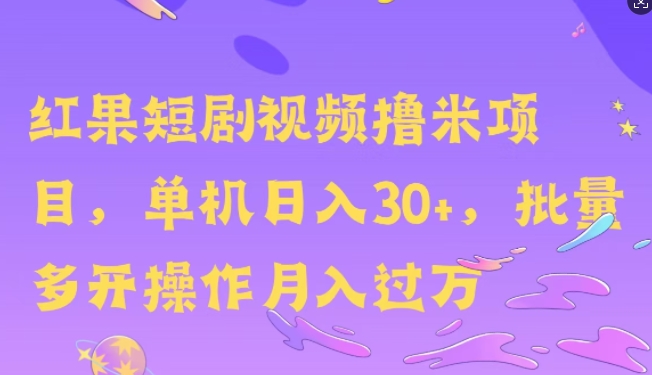 红果短剧撸米，无脑挂JI项目，单机日入30米，可批量复制操作-DE云网创