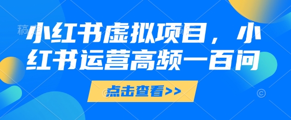 小红书虚拟项目，小红书运营高频一百问【文档】-DE云网创