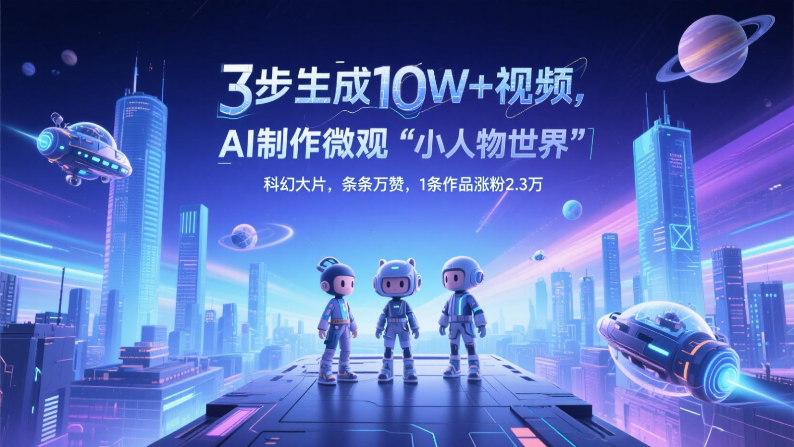 三步生成10W+视频，AI制作微观“小人物世界”科幻大片，条条万赞，1条作品涨粉2.3万-DE云网创