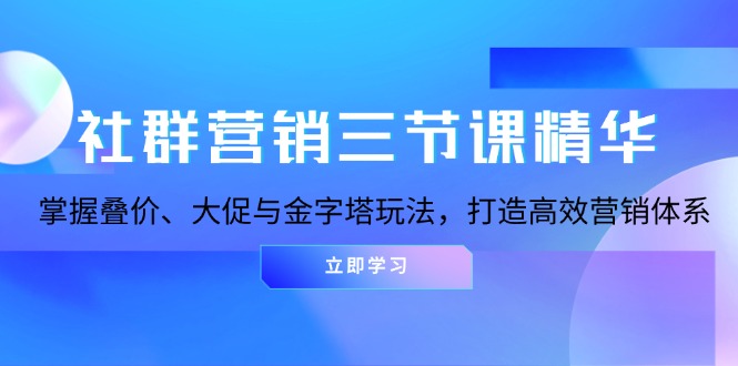 （13431期）社群营销三节课精华：掌握叠价、大促与金字塔玩法，打造高效营销体系-DE云网创